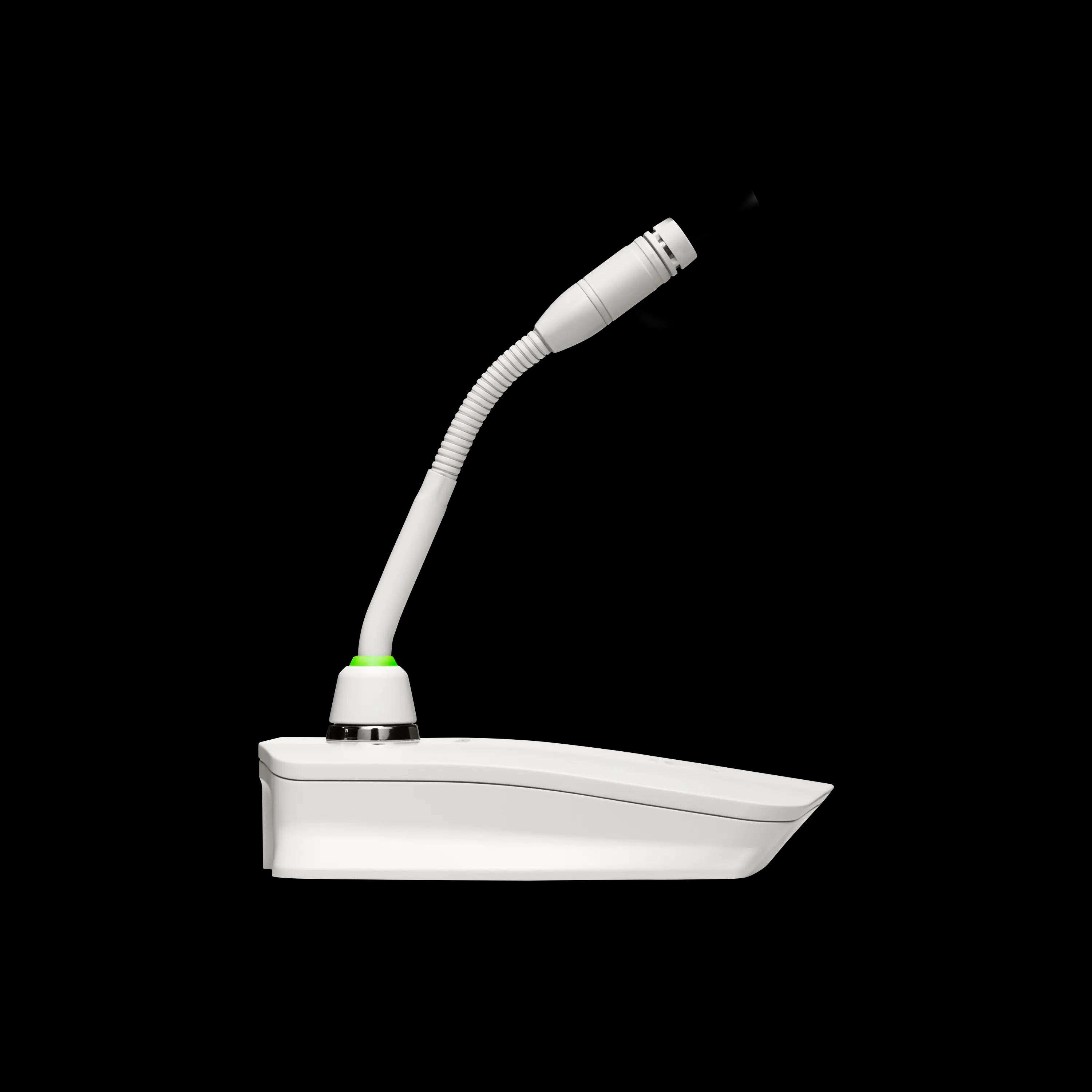 Shure MXW8W Gooseneck Base Transmitter side view - White finish